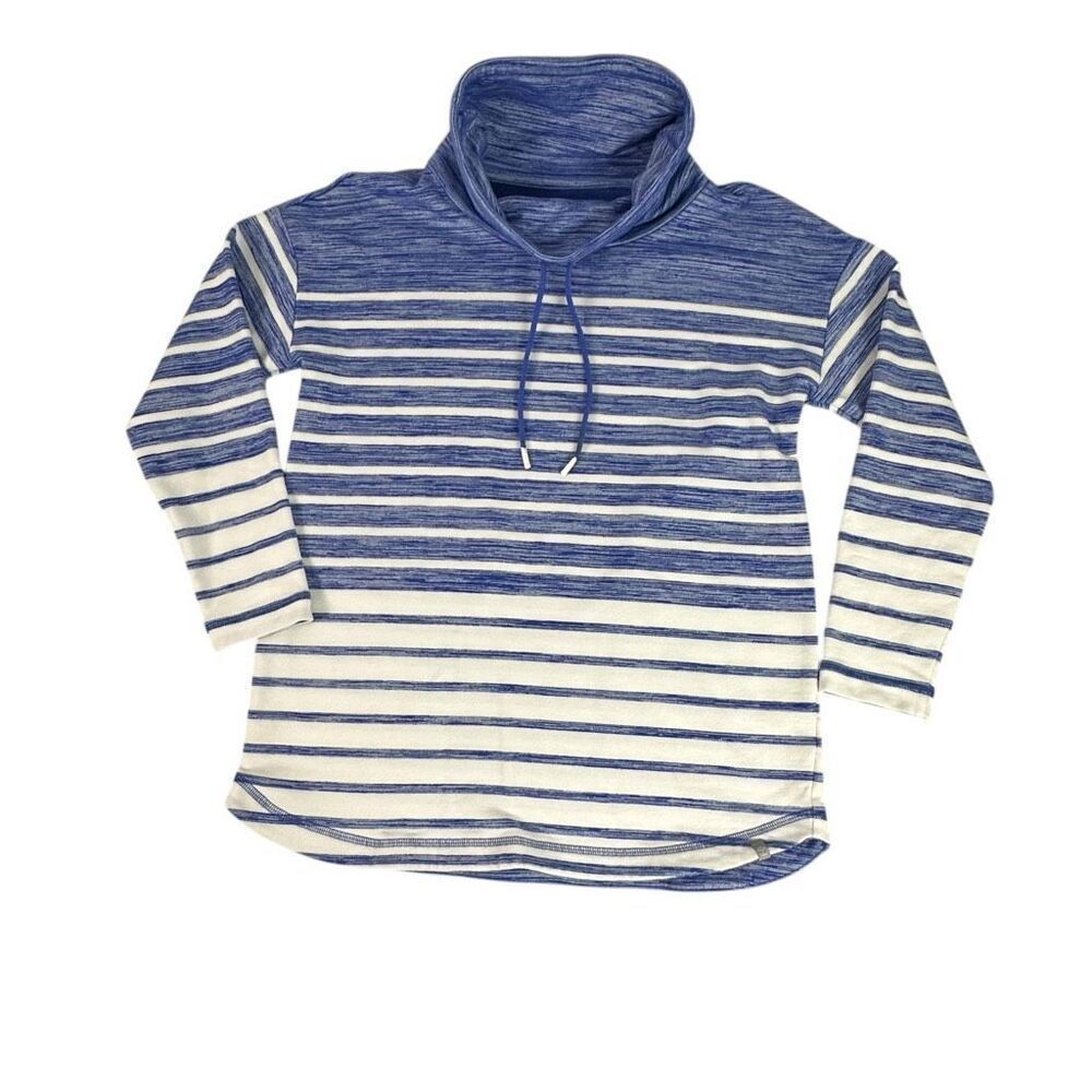 T By Talbots Stripe Cowl Pullover Size S/M Blue - image 4